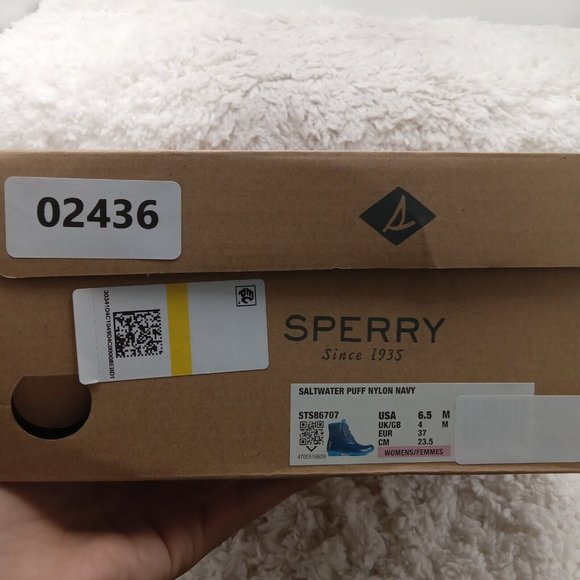Sperry Boots Womens 6.5 Navy Blue Saltwater Puff Nylon Duck Rain Snow‎ Rubber - Picture 8 of 8
